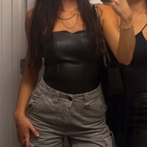 Bershka Faux Leather Corset top size XS